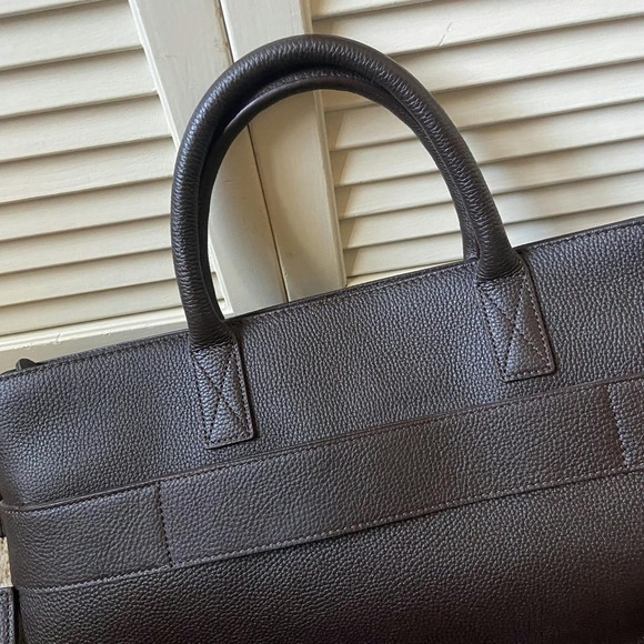 Mark & Graham Leather Briefcase Bag Chocolate Brown Shoulder Side Bag - Picture 13 of 16